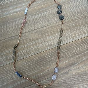 Lia Sophia Rose Color Chain and Beaded Necklace